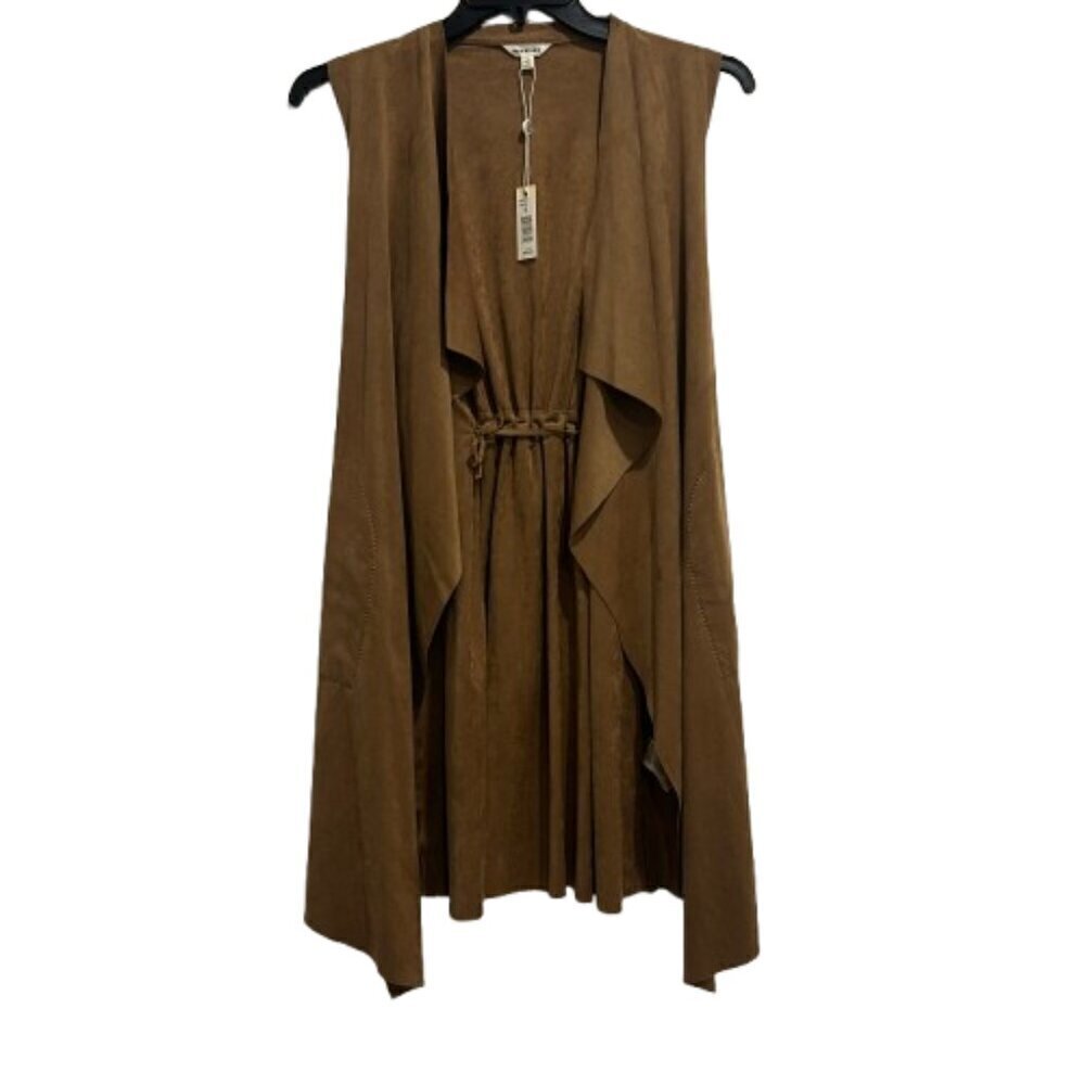 Max Studio Carmel Vicuna Faux Suede Open Front Sleeveless Vest Women’s Size S - Picture 2 of 13